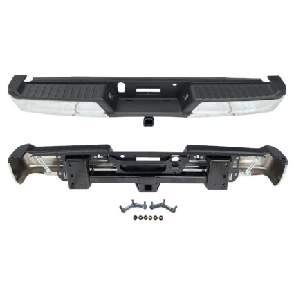 Bumper Assembly Rear w/Towing Pkg w/Max Duty w/o Parking Aid w/Lamps Chrome for Ford F-150 2021–2024