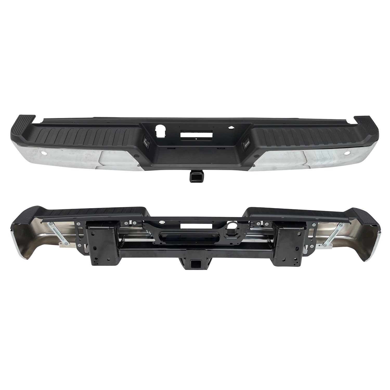 Bumper Assembly Rear w/Max Towing w/Parking Aid w/o Active Park w/Lamps Chrome for Ford F-150 2021–2024