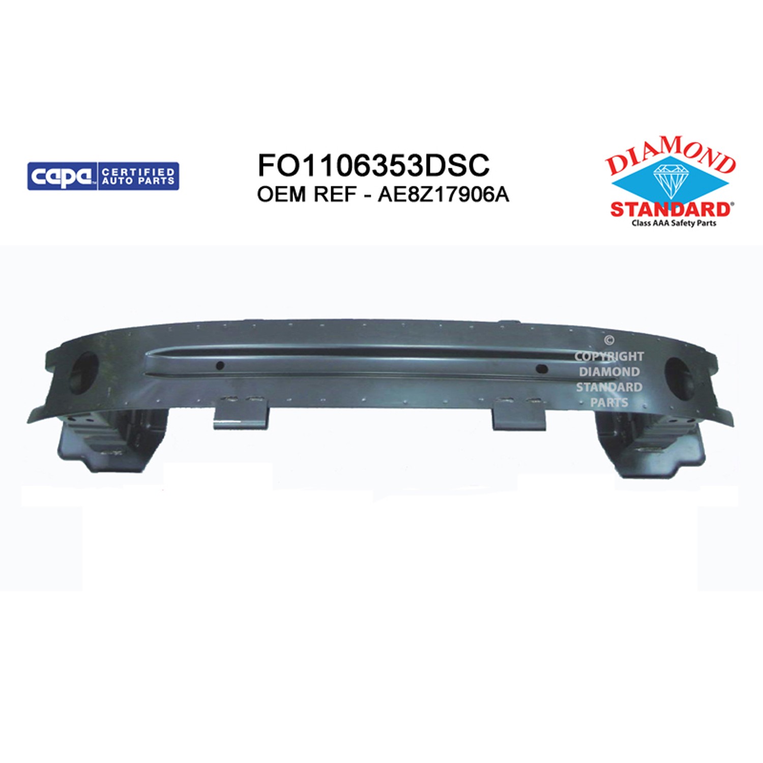 Bumper Cover Reinforcement Rear CAPA for Ford Fiesta Sedan 2011–2013