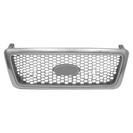 Grille Assembly Honeycomb Design Bright & Silver w/Chrome Frame for Ford F-150 Lariat 2004–2008