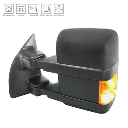 Door Mirror Assembly Left Power Telescoping Power-Folding Heated w/Memory Textured for Ford F-250 Super Duty F-350 Super Duty F-450 Super Duty