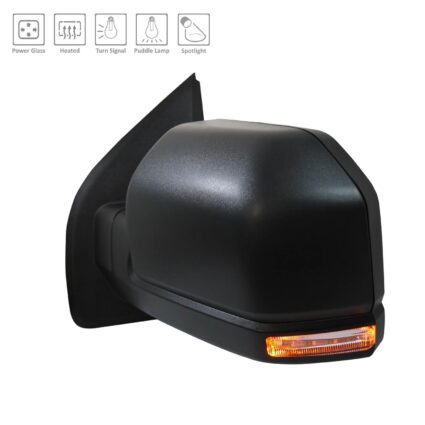 Door Mirror Left w/o Side View Camera w/Signal Lamp Standard Type Heated From 2-26-18 w/Spot Lamp w/o Dimmer Black for Ford F-150 Raptor 2017–2020