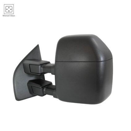 Door Mirror Left Towing Type Manual Telescoping w/Cap Textured for Ford F-150 F-250 Super Duty F-350 Super Duty F-450 Super Duty F-550 Super Duty