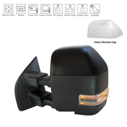 Door Mirror Assembly Left Power Power-Telescoping w/o BLIS w/o S/V Camera Chrome for Ford F-250 Super Duty F-350 Super Duty F-450 Super Duty