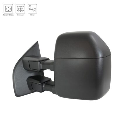 Door Mirror Assembly Left Manual Telescoping w/BLIS w/o S/V Camera w/o Spotlight Black for Ford F-250 Super Duty F-350 Super Duty F-450 Super Duty