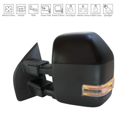 Door Mirror Assembly Left Power Telescoping w/BLIS w/o S/V Camera w/Memory for Ford F-250 Super Duty F-350 Super Duty F-450 Super Duty