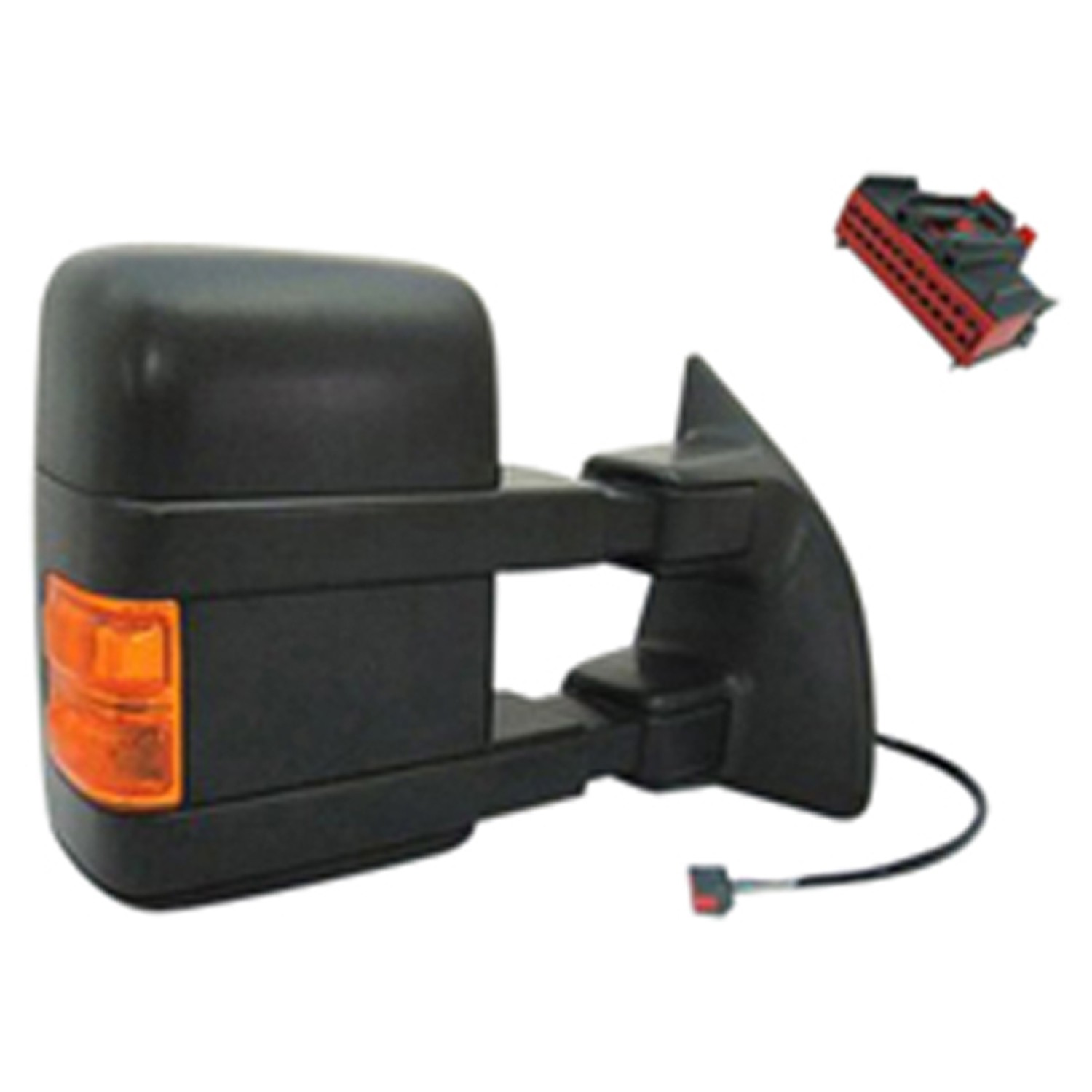 Door Mirror Assembly Right Power Heated Manual Telescoping w/Signal & Clearance Lamp Black for Ford F-250 Super Duty F-350 Super Duty