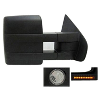 Door Mirror Assembly Right Power Heated Trailer Tow Type w/Signal Lamp w/Puddle Lamp Black for Ford F-150 2007–2012