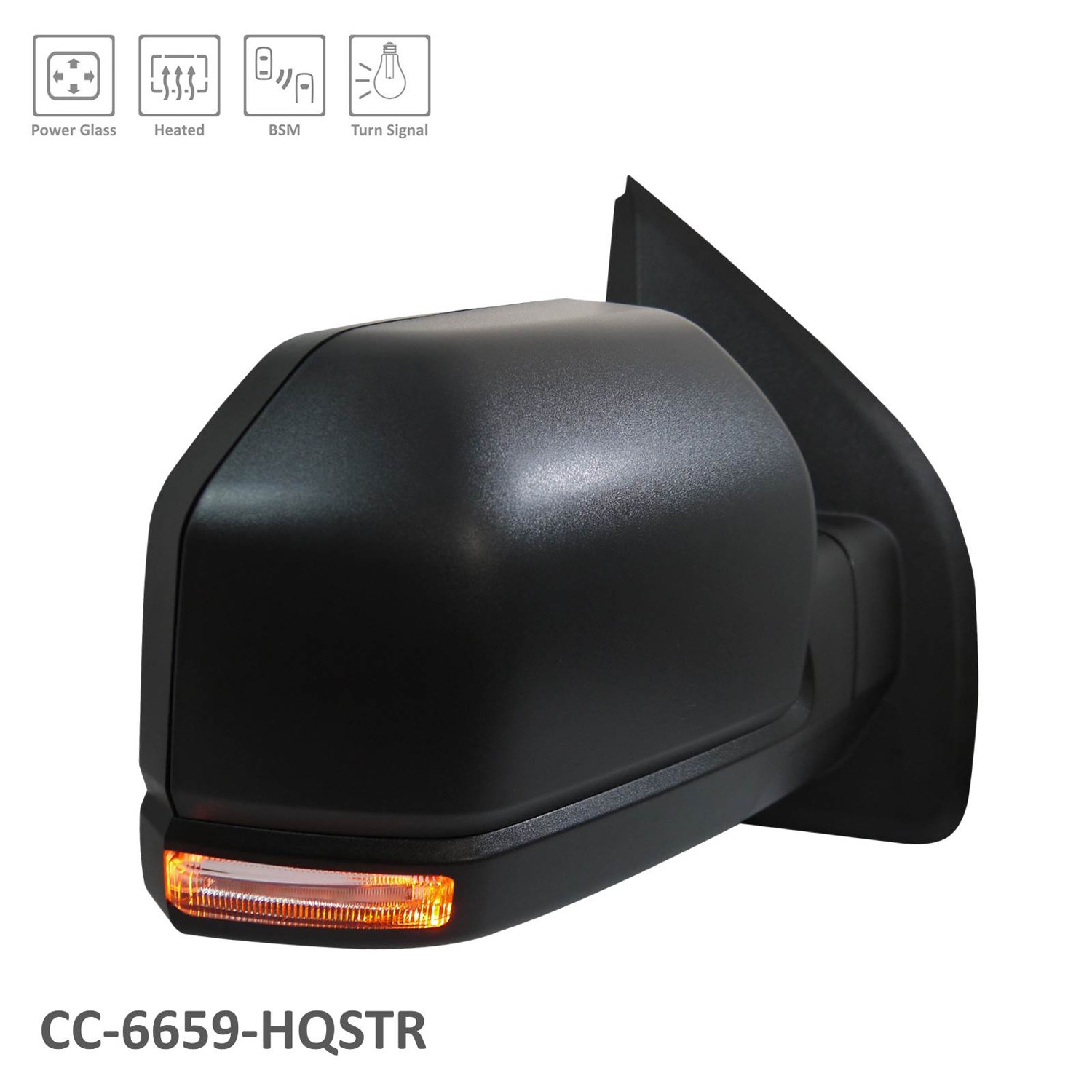 Door Mirror Right Standard Type Power Heated w/BLIS w/o Spot Lamp Fixed Black for Ford F-150 2015–2016