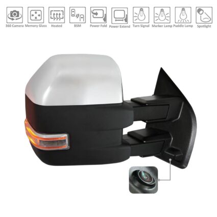 Door Mirror Assembly Right Telescopic w/BLIS w/Side View Camera Chrome for Ford F-150 2015–2018