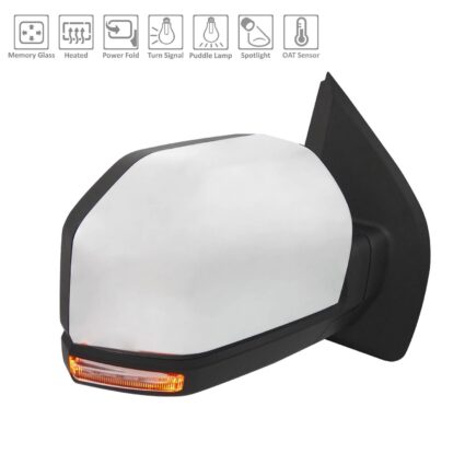 Door Mirror Assembly Right Standard w/Spot Lamp w/o BLIS Chrome for Ford F-150 2018