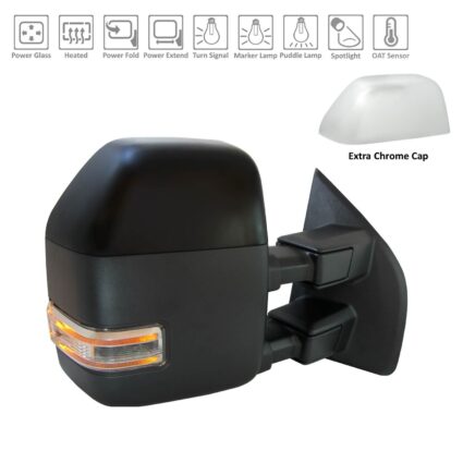 Door Mirror Assembly Right Power Power-Telescoping w/o BLIS w/o S/V Camera Black for Ford F-250 Super Duty F-350 Super Duty F-450 Super Duty F-550 Super Duty