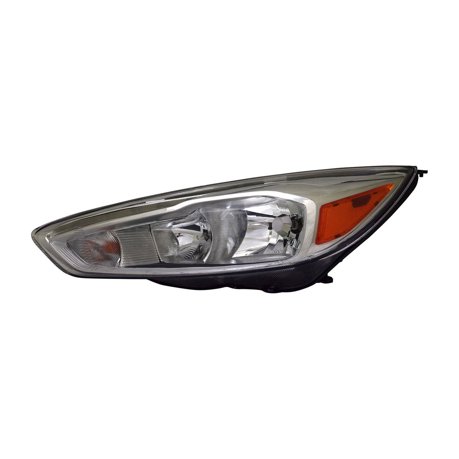 Headlight Assembly Composite Left Halogen Aluminum Bezel w/Signature Lighting LED DRL for Ford Focus 2015–2018