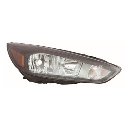 Headlight Assembly Composite Right Halogen w/o Signature Lighting Black Bezel Bulb DRL CAPA for Ford Focus 2015–2018