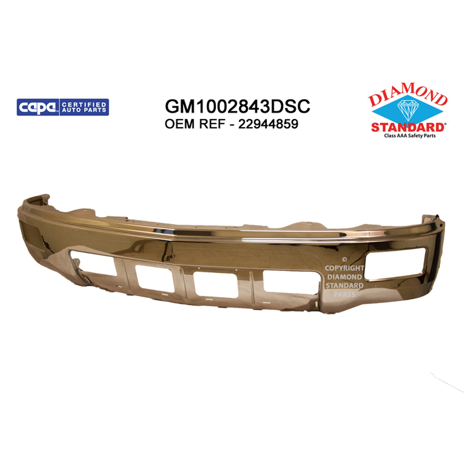 Bumper Face Bar Front w/Fog Lamps w/o Parking Aid Sensors Chrome CAPA for Chevrolet Silverado 1500 2014–2015