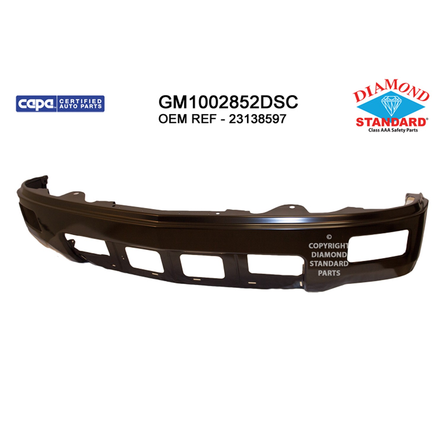 Bumper Face Bar Front w/Fog Lamps w/o Parking Aid Sensors Black CAPA for Chevrolet Silverado 1500 2014–2015