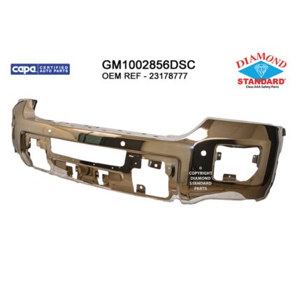 Bumper Face Bar Front w/Parking Aid Sensors Chrome CAPA for GMC Sierra 2500 HD Sierra 3500 HD