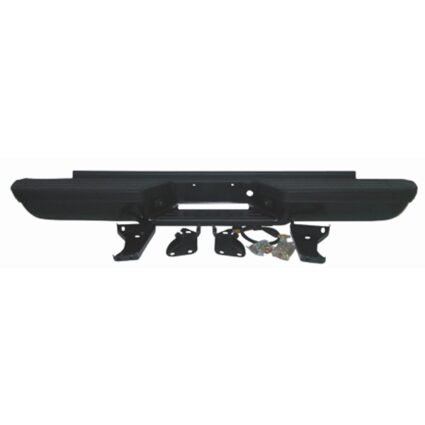 Bumper Assembly Rear Includes Pads/Brackets/Hardware/License Lamp Stepside w/Impact Strips Black for Chevrolet C1500 C2500 C3500 K1500 K2500 K3500 GMC C1500 C2500 C3500 K1500 K2500 K3500