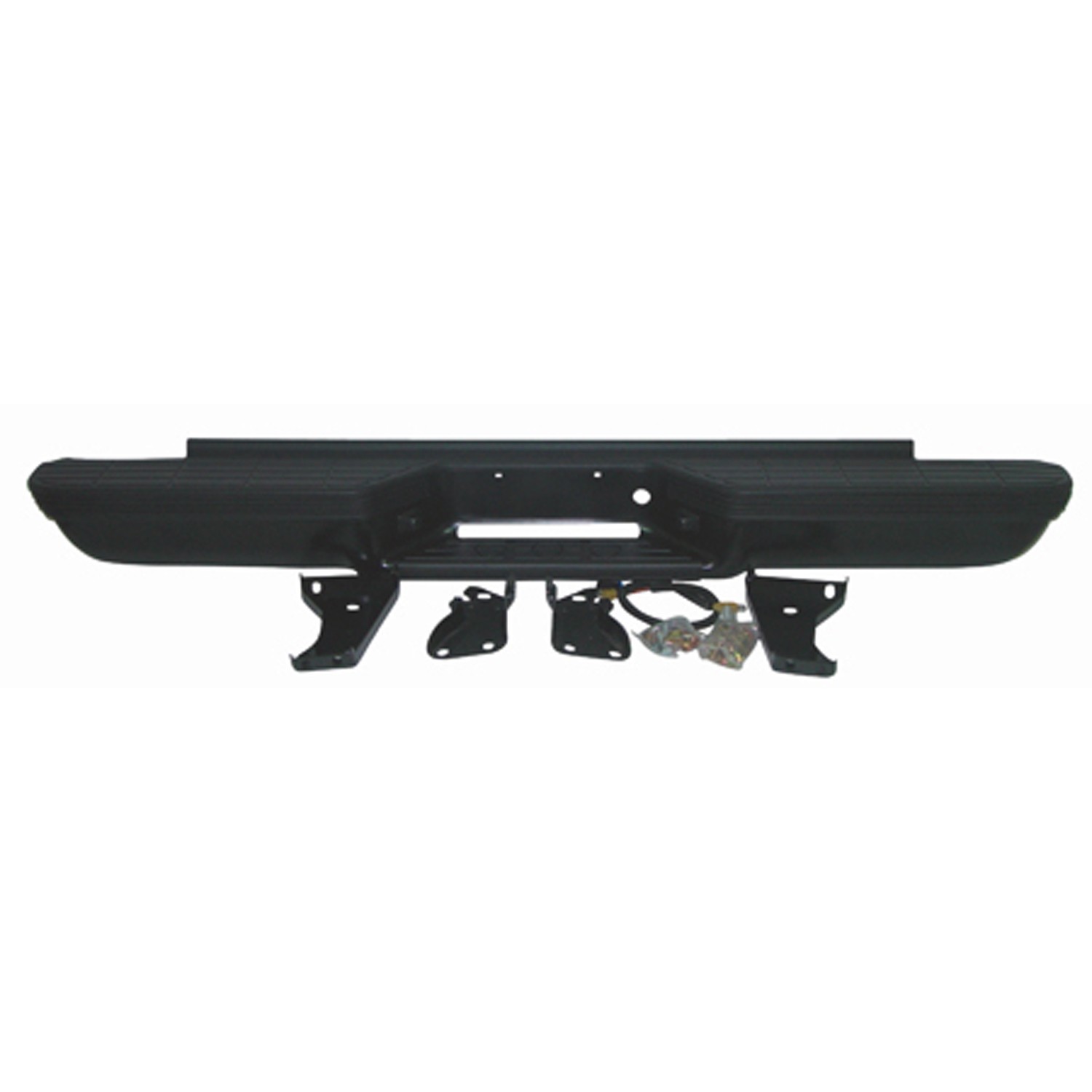 Bumper Assembly Rear Includes Pads/Brackets/Hardware/License Lamp Stepside w/Impact Strips Black for Chevrolet C1500 C2500 C3500 K1500 K2500 K3500 GMC C1500 C2500 C3500 K1500 K2500 K3500