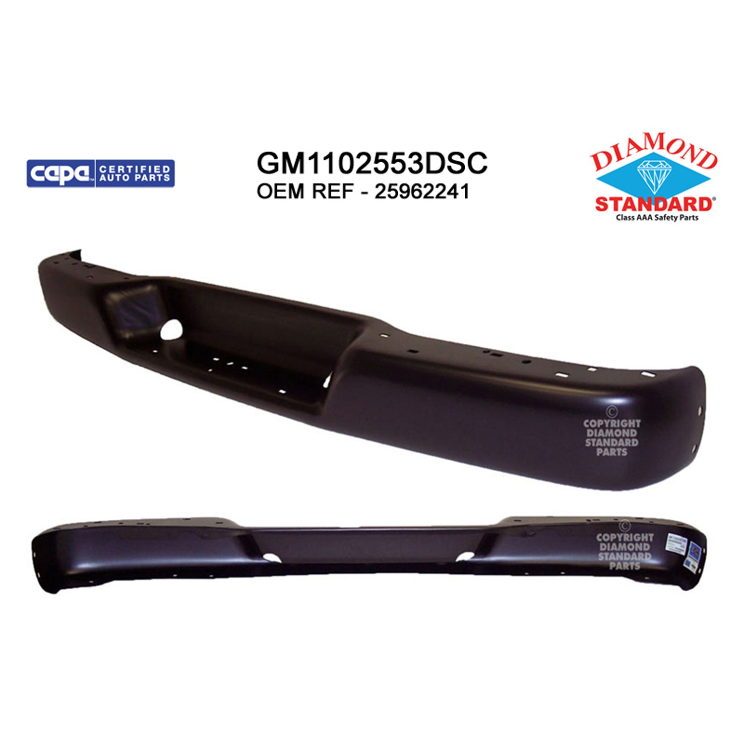 Bumper Face Bar Rear w/o Object Sensor Primed CAPA for Chevrolet Express 1500 Express 2500 Express 3500 GMC Savana 1500 Savana 2500 Savana 3500