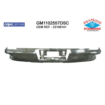 Bumper Face Bar Rear w/Corner Step w/Parking Aid Sensors Chrome CAPA for Chevrolet Silverado 1500 Silverado 1500 LD Silverado 2500 HD Silverado 3500 HD GMC Sierra 1500 Sierra 1500 Limited Sierra 2500 HD Sierra 3500 HD