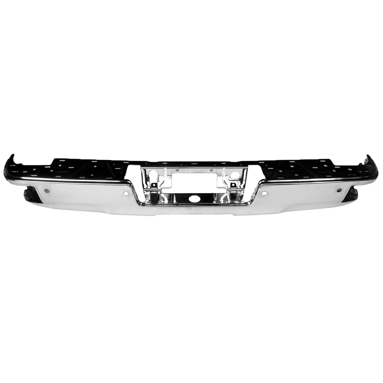 Bumper Face Bar Rear w/Corner Step w/Parking Aid Sensors Chrome for Chevrolet Silverado 1500 Silverado 1500 LD Silverado 2500 HD Silverado 3500 HD GMC Sierra 1500 Sierra 1500 Limited Sierra 2500 HD Sierra 3500 HD