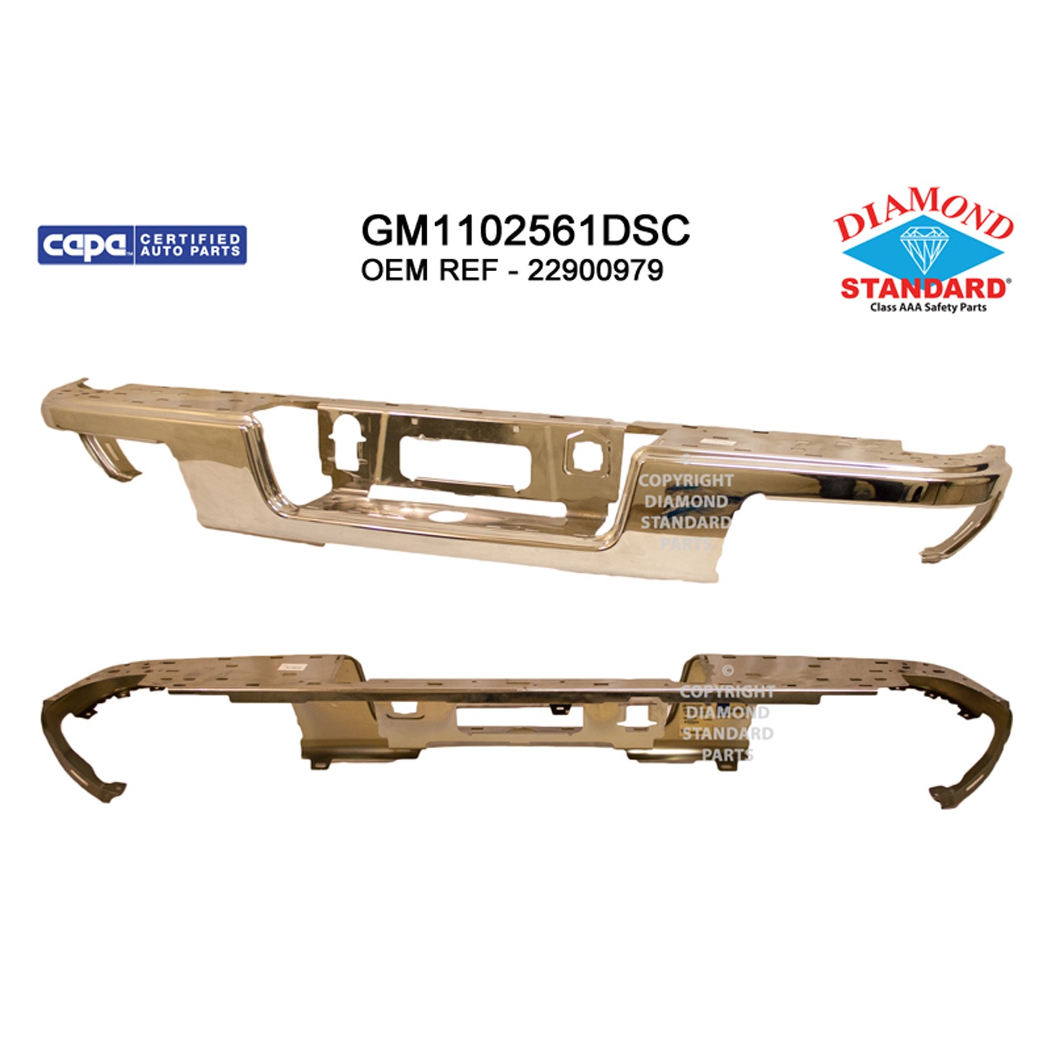 Bumper Face Bar Rear w/o Park Assist Chrome CAPA for Chevrolet Colorado GMC Canyon
