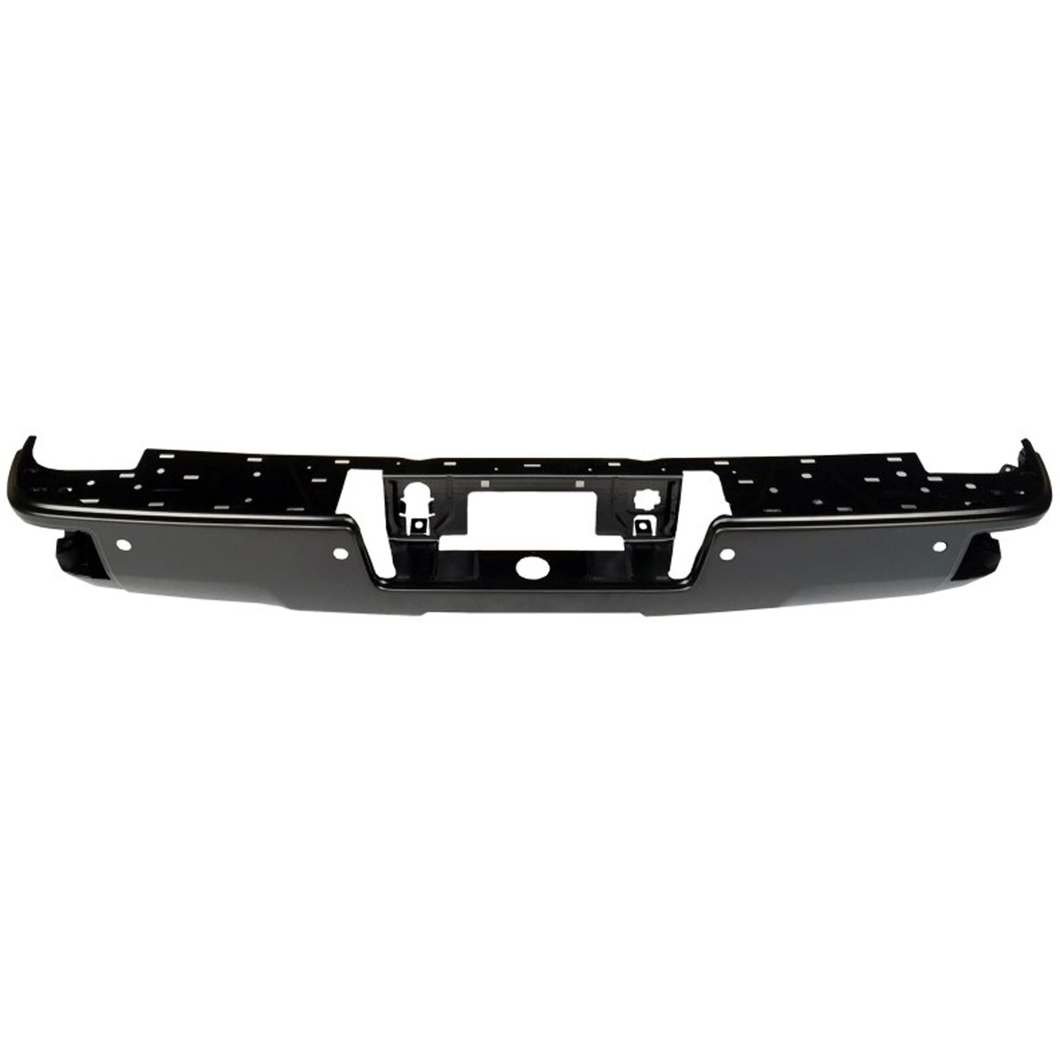 Bumper Face Bar Rear w/Corner Step w/Parking Aid Sensors Primed CAPA for Chevrolet Silverado 1500 Silverado 1500 LD Silverado 2500 HD Silverado 3500 HD GMC Sierra 1500 Sierra 2500 HD Sierra 3500 HD