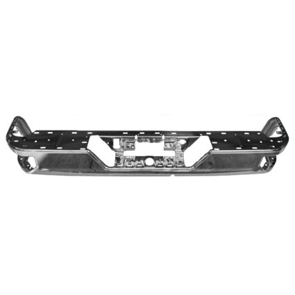 Bumper Face Bar Rear Single Exhaust w/o Blind Spot Module Chrome CAPA for Chevrolet Silverado 1500 Silverado 1500 LTD Silverado 2500 HD Silverado 3500 HD GMC Sierra 1500 Sierra 1500 Limited Sierra 2500 HD Sierra 3500 HD