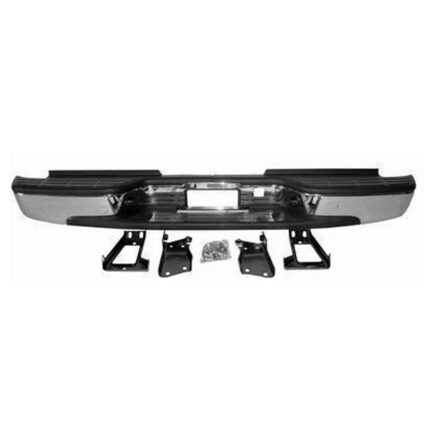 Bumper Assembly Rear Step Bumper Chrome w/Brackets/Pads/Lamps for Chevrolet Silverado 2500 HD Silverado 2500 HD Classic Silverado 3500 Silverado 3500 Classic GMC Sierra 2500 HD Sierra 2500 HD Classic Sierra 3500 Sierra 3500 Classic