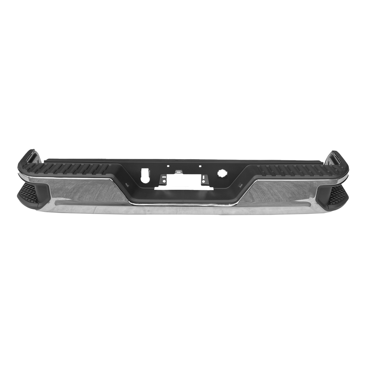 Bumper Assembly Rear Single Exhaust w/o Blind Spot Module Chrome for Chevrolet Silverado 1500 Silverado 1500 LTD GMC Sierra 1500 Sierra 1500 Limited