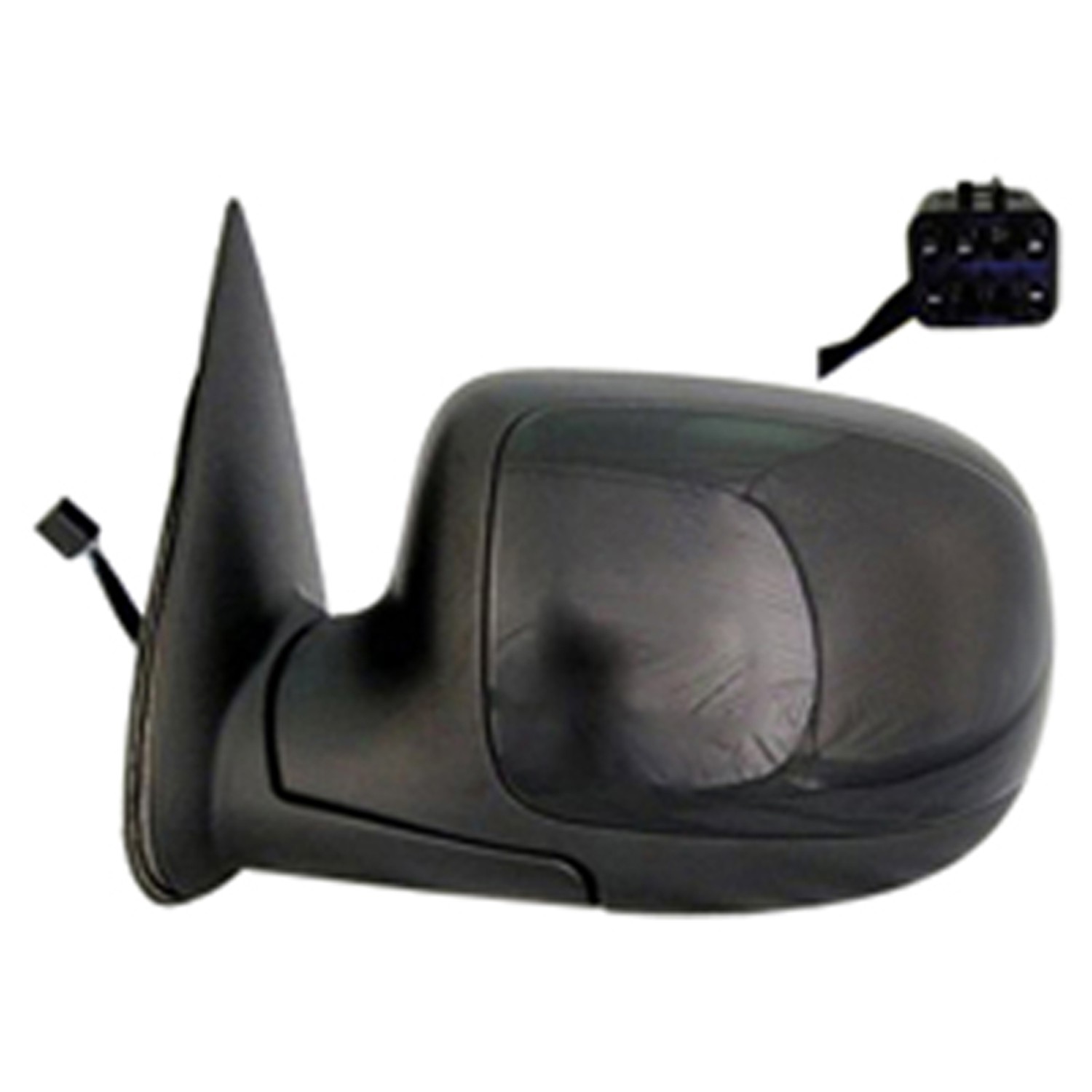 Door Mirror Assembly Left Standard Style Power Remote Heated Matte-Black Base w/Gloss Black Cap for Chevrolet Silverado 1500 GMC Sierra 1500