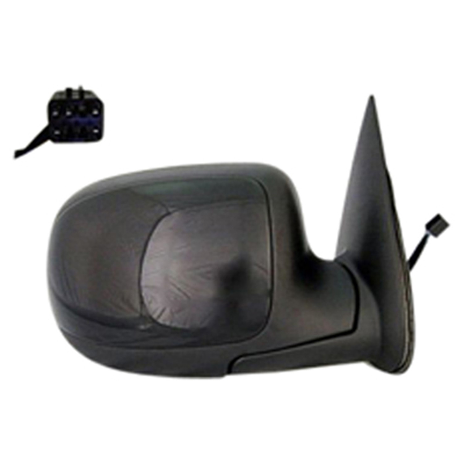 Door Mirror Assembly Right Standard Style Power Remote Non-Heated Matte Black Base Gloss Black Cap for Chevrolet Silverado 1500 GMC Sierra 1500