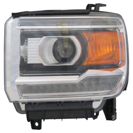 Headlight Assembly Composite Left LED Chrome Bezel CAPA for GMC Sierra 1500 Sierra 1500 Limited Sierra 2500 HD Sierra 3500 HD