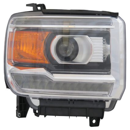 Headlight Assembly Composite Right LED Chrome Bezel CAPA for GMC Sierra 1500 Sierra 1500 Limited Sierra 2500 HD Sierra 3500 HD