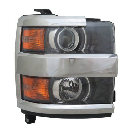Headlight Assembly Composite Right Black Bezel Chrome Trim CAPA for Chevrolet Silverado 2500 HD Silverado 3500 HD