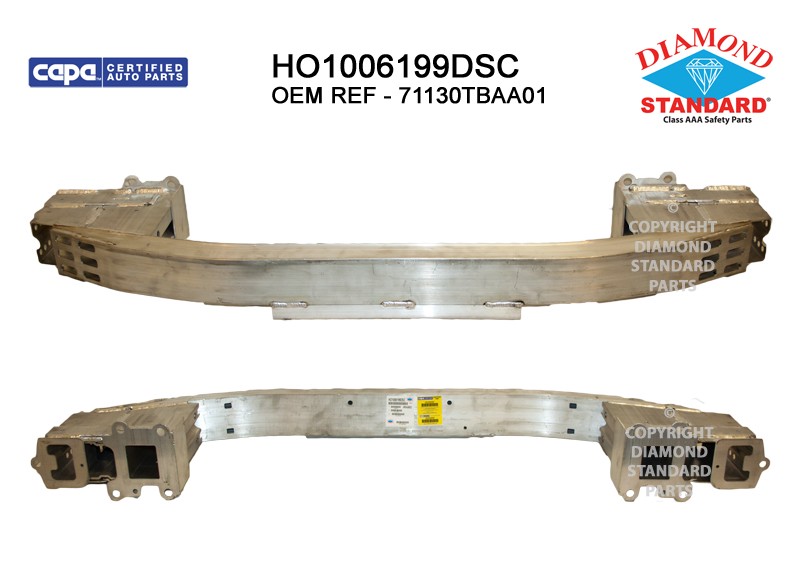 Bumper Cover Reinforcement Front Aluminum CAPA for Honda Civic Sedan Coupe 2018–2021