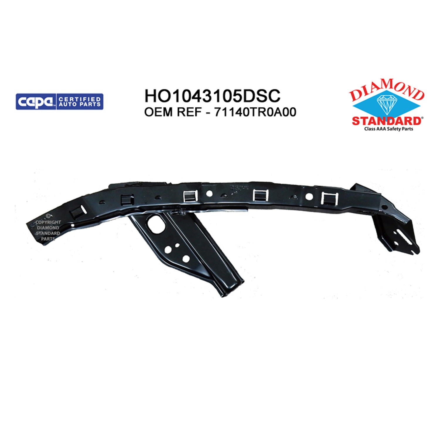 Bumper Cover Support Front Right Upper CAPA for Honda Civic Hybrid-L Hybrid 2012–2015