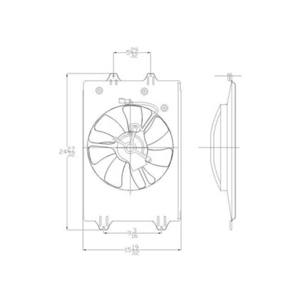 Engine Cooling Fan Assembly Right Motor/Blade/Shroud/Cover for Honda Ridgeline 2006–2008