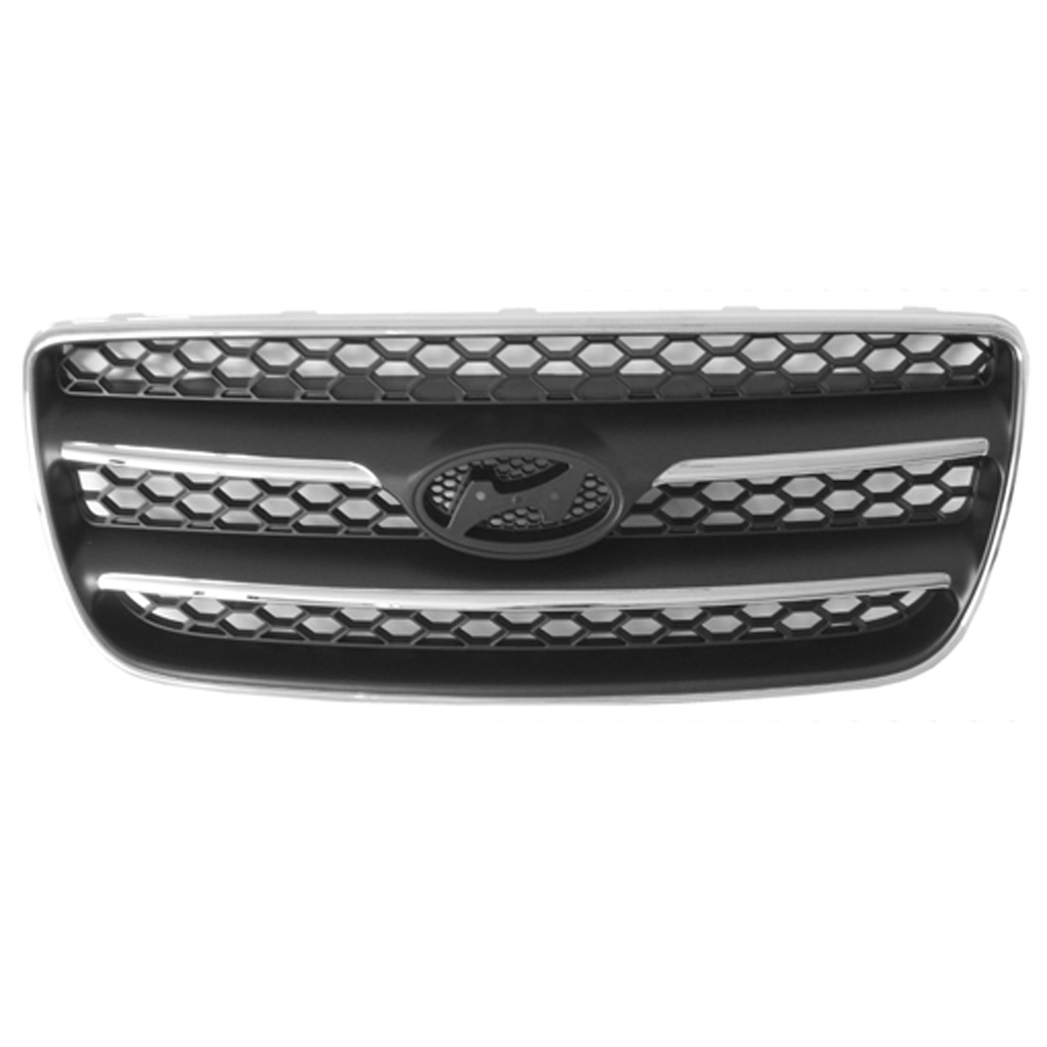 Grille Assembly Chrome Outer Ring Chrome Baffles CAPA for Hyundai Santa Fe Limited 2007–2009