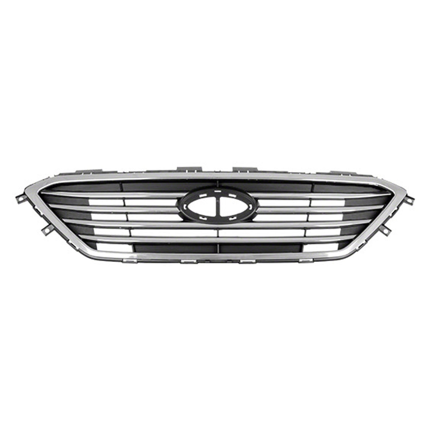 Grille Assembly Standard Type w/o Auto Cruise w/Chrome Molding Silver for Hyundai Sonata 2015–2017