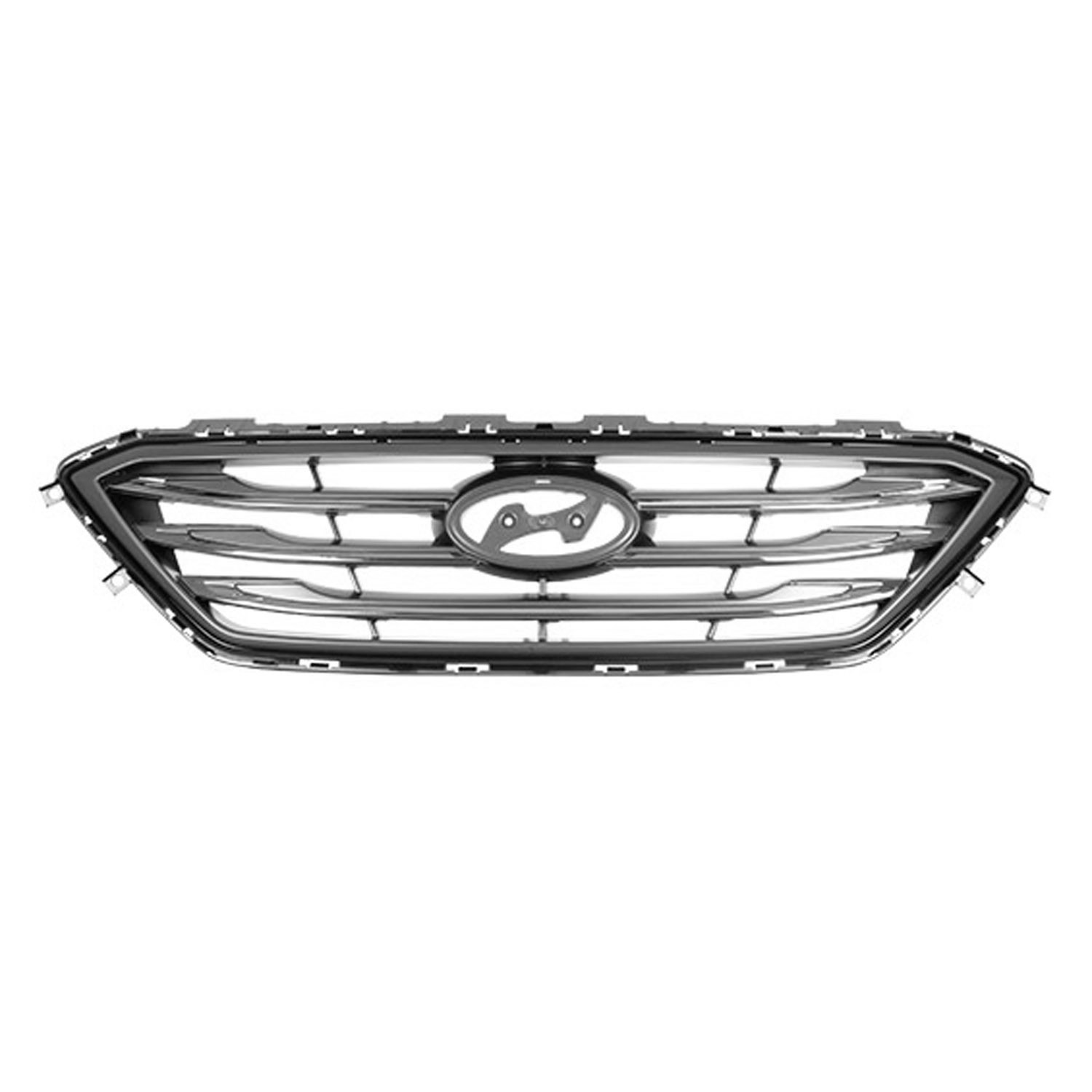 Grille Assembly Sport Type w/o Auto Cruise Silver/Chrome for Hyundai Sonata 2015–2017