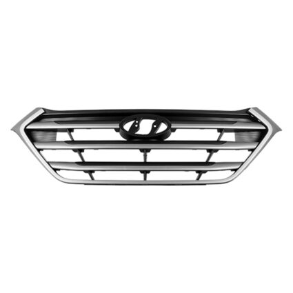 Grille Assembly w/o Pedestrian Recognition Black/Chrome CAPA for Hyundai Tucson 2016–2017