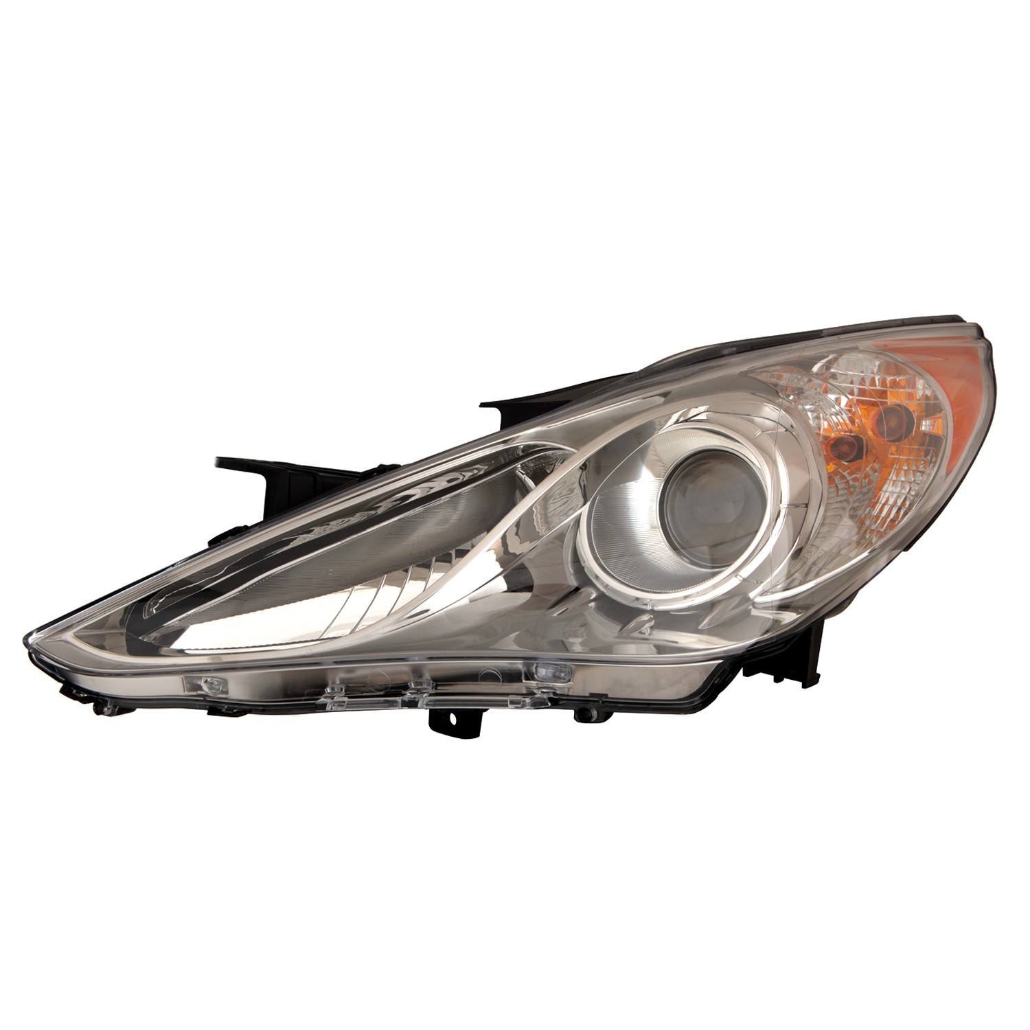 Headlight Assembly Composite Left Halogen Type 2 Chrome Bezel CAPA for Hyundai Sonata Limited SE 2011–2014