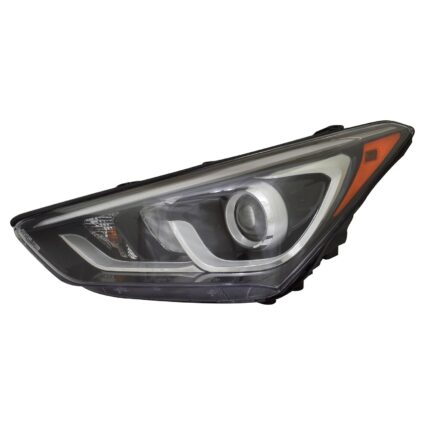 Headlight Assembly Composite Left Halogen Projector Type w/LED Accent for Hyundai Santa Fe Sport 2017–2018