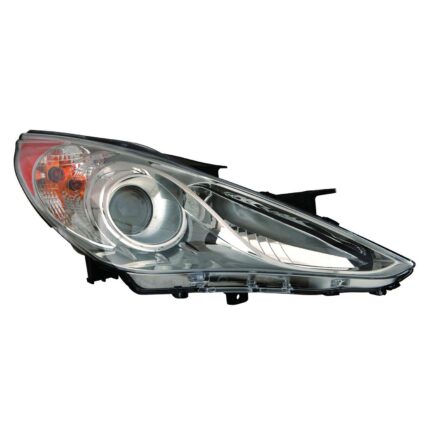 Headlight Assembly Composite Right Halogen Type 2 Chrome Bezel CAPA for Hyundai Sonata Limited SE 2011–2014