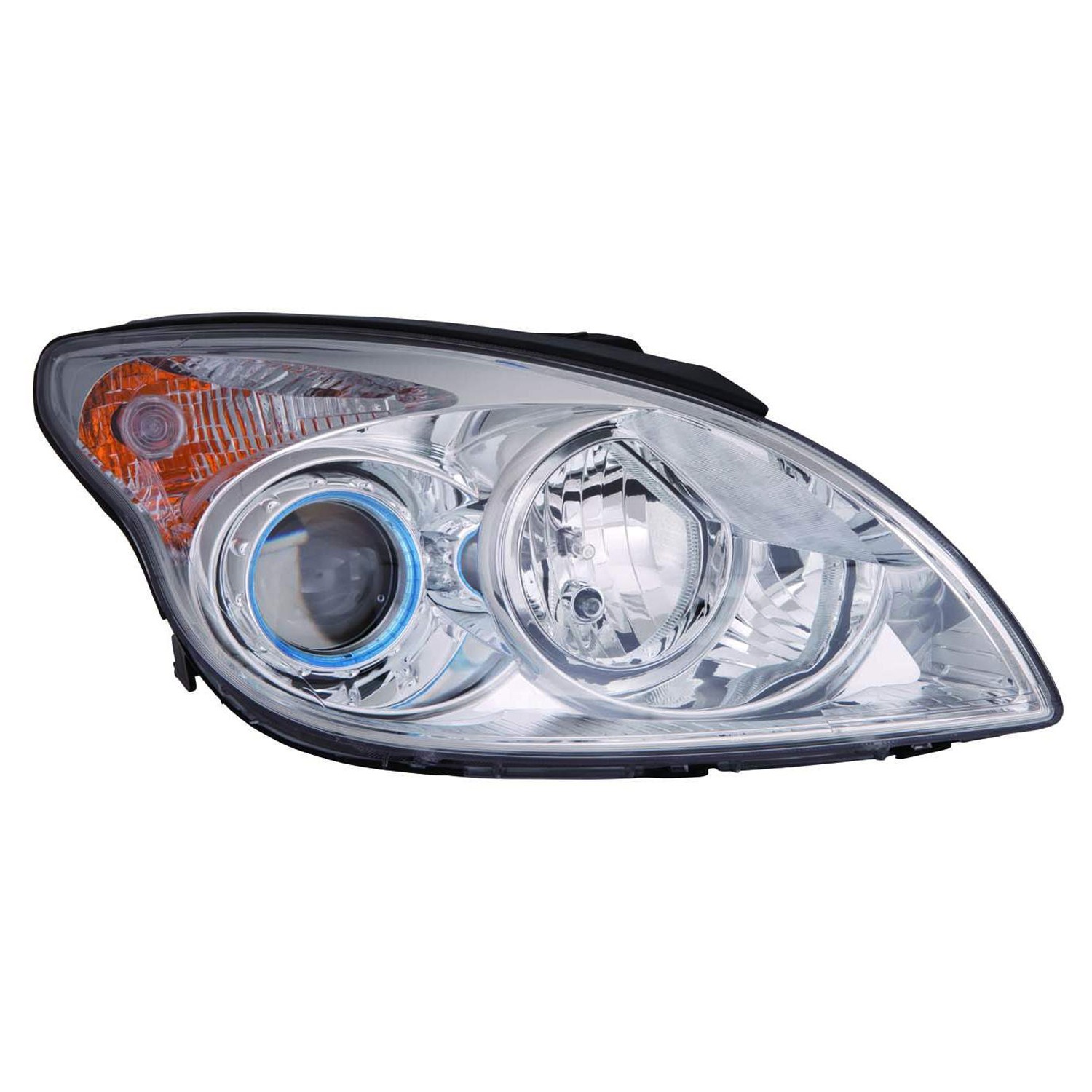 Headlight Assembly Composite Right From 7-1-09 w/o Chrome Ring Cornering Lamp Bezel CAPA for Hyundai Elantra Hatchback 2010–2012