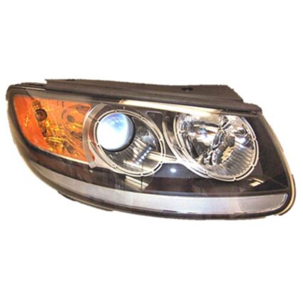 Headlight Assembly Composite Right Halogen Clear Reflector Black Bezel for Hyundai Santa Fe 2011–2012