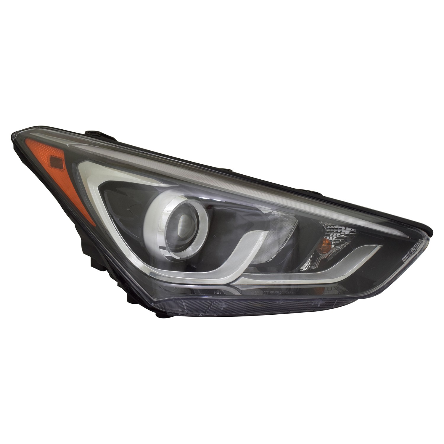 Headlight Assembly Composite Right Halogen Projector Type w/LED Accent CAPA for Hyundai Santa Fe Sport 2017–2018