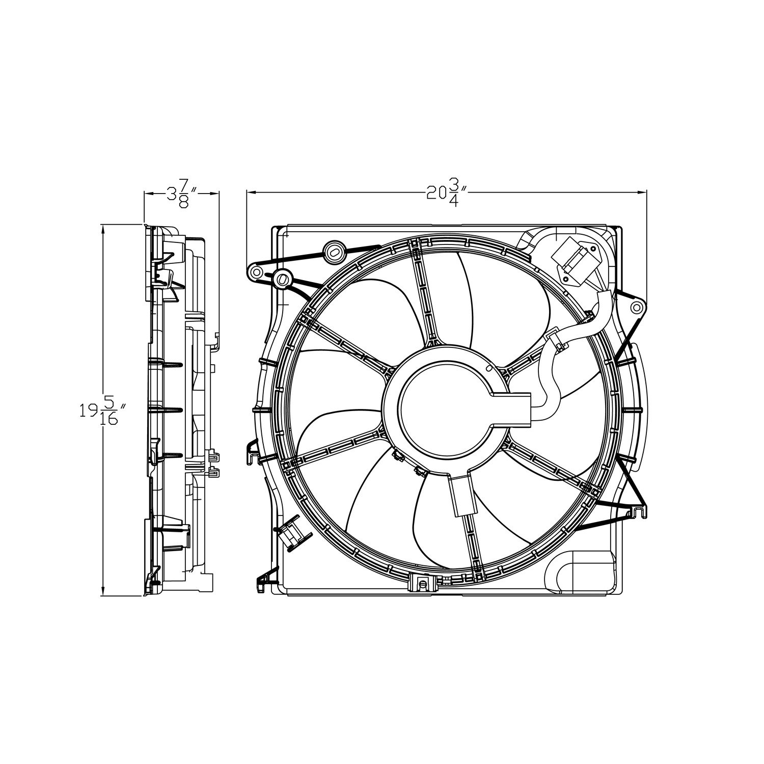 Engine Cooling Fan Assembly for Hyundai Sonata Eco Sport 2.0T Ultimate 2.0T Limited 2.0T Sport Limited 2015–2017